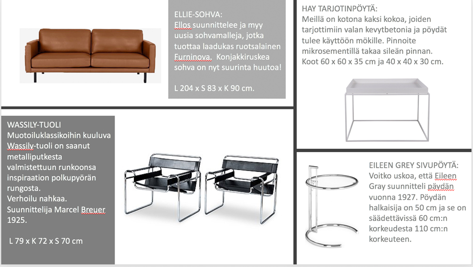 Wassily, Hay, Eileen Grey, Ellie -sohva