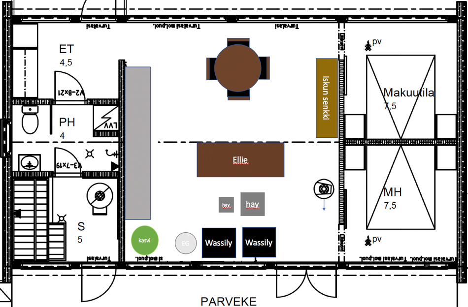 Sisustussuunnitelma -A olohuone ruokailutila wassily beni qurain, MindyJBlog