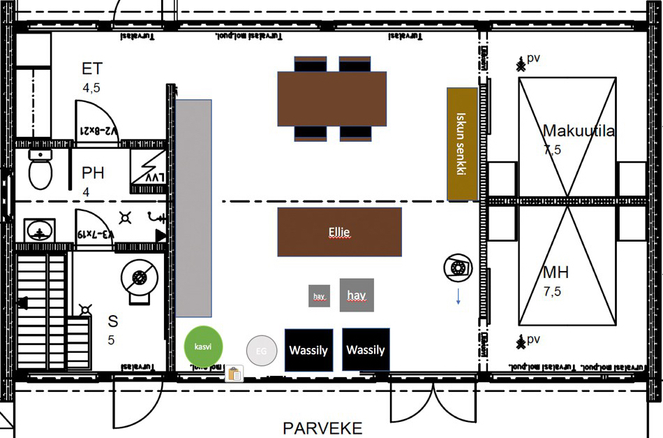 Sisustussuunnitelma -B olohuone ruokailutila wassily beni qurain, MindyJBlog