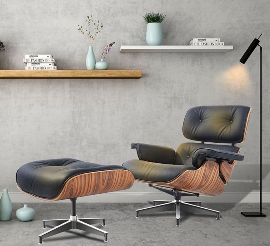 Maskuliinen tyyli, sisustussuunnittelu, mood board, väripaletti, Eames lounge chair