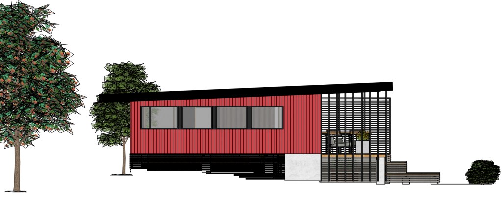 Terassin suunnittelu meren rannalla sijaitsevaan 70-luvun huvilaan, Aune Mertaoja