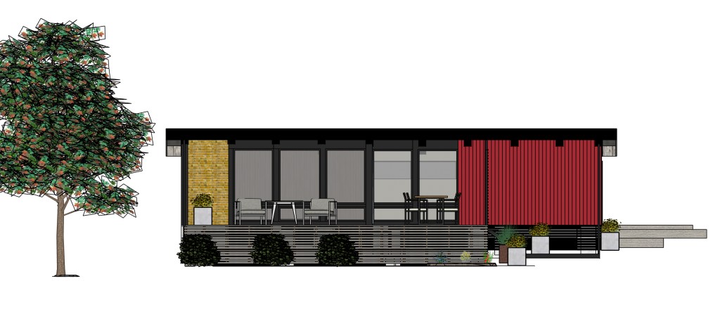 Terassin suunnittelu meren rannalla sijaitsevaan 70-luvun huvilaan, Aune Mertaoja