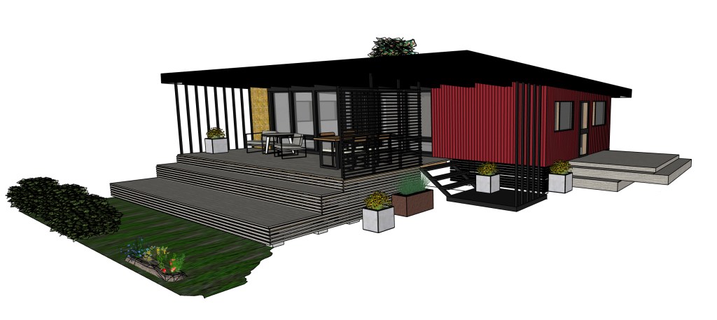 Terassin suunnittelu meren rannalla sijaitsevaan 70-luvun huvilaan, Aune Mertaoja