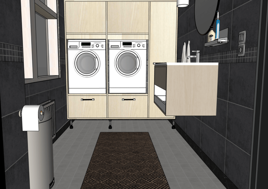 Ergonominen kodinhoitohuone, Bungalow-talo, sisustussuunnittelu, sisustussuunnittelija Minna Jacobson